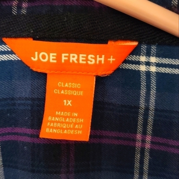 JOE FRESH OVERSIZED FLANNEL SHIRT SZ/1X PLAID BUTTON DOWN WOMENS - Picture 6 of 9